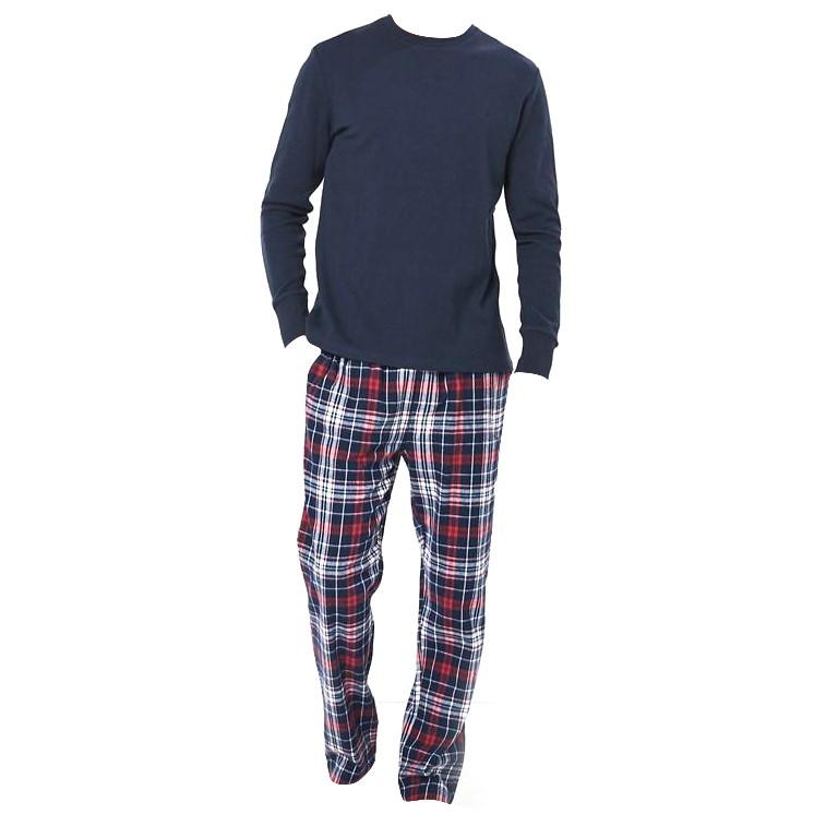 COAST CLOTHING CO Men's Sleep Wear Set, Size L, Cotton, Red Check/Navy.