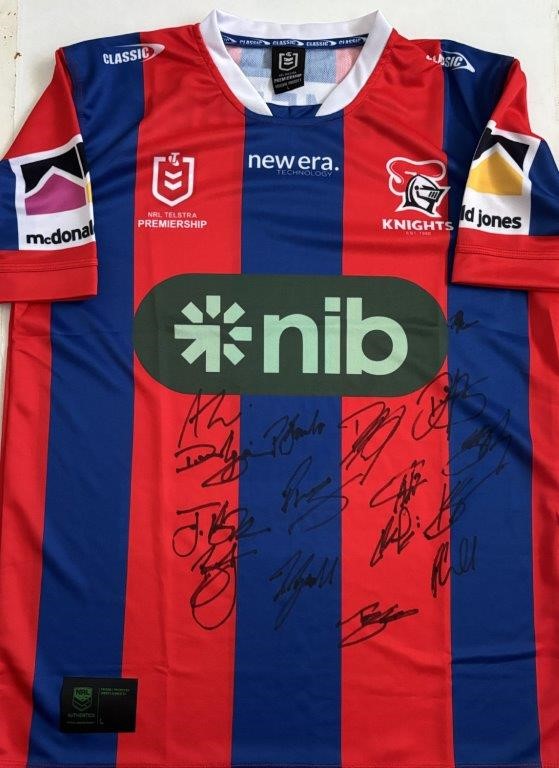 NEWCASTLE KNIGHTS 2026 SQUAD SIGNED JERSEY