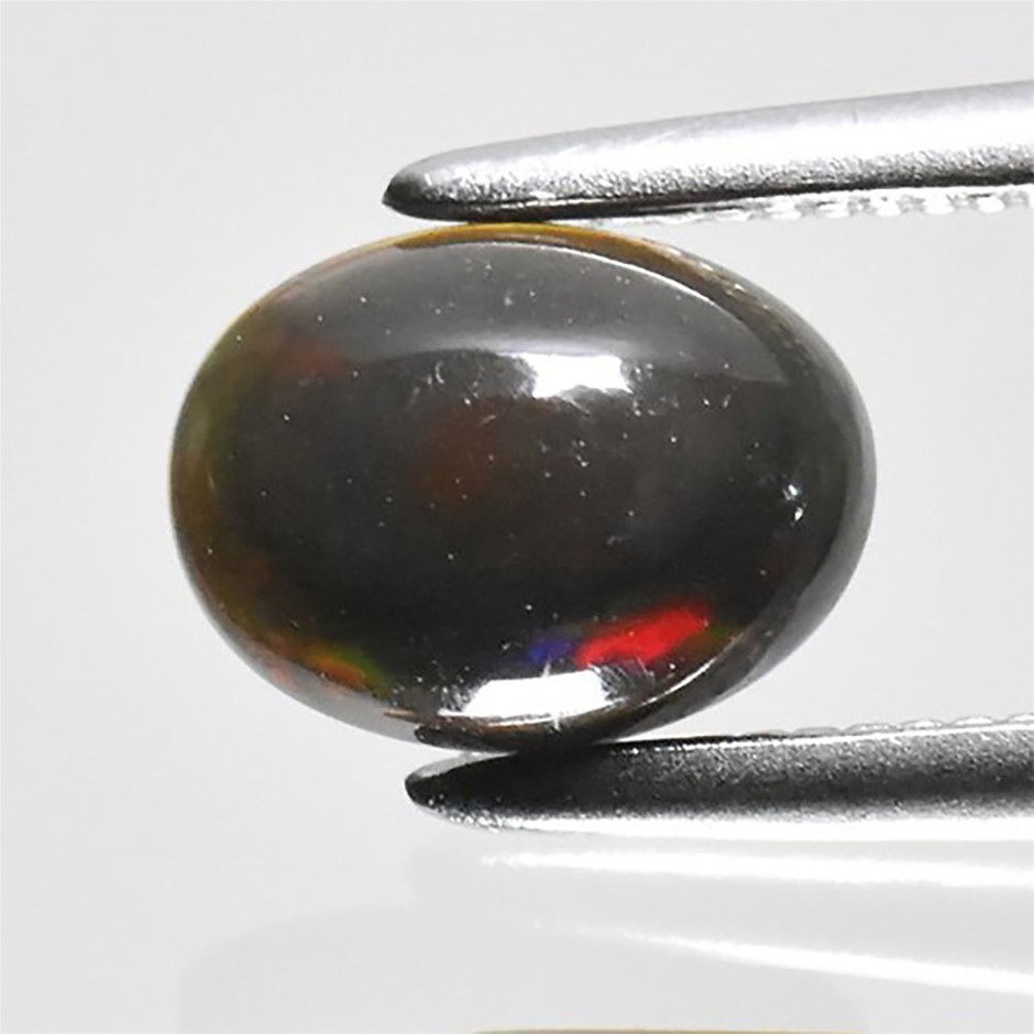 0.50ct Oval Cabochon Cut Play Of Color Black Opal Gemstones - 1Pc