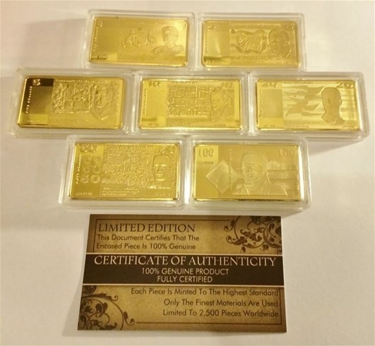 COA (Set) 7 x 1 Troy OZ "OLD AUST NOTE SERIES" Ingots  999 Gold