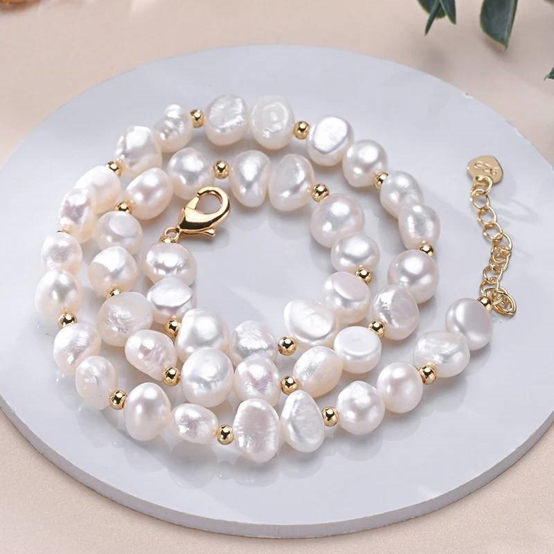 BIJ'OR Designer Genuine White Freshwater Pearl Necklace Gold 45cm. RRP 99