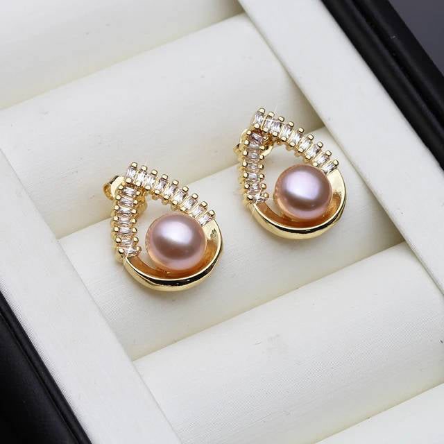BIJ'OR Genuine Purple Freshwater Pearl Teardrop Earring Gold RRP 59