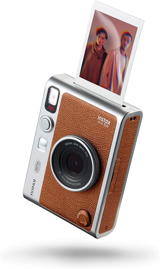 INSTAX Mini EVO Instant Camera Brown. NB: Minor Use.  Buyers Note - Discoun