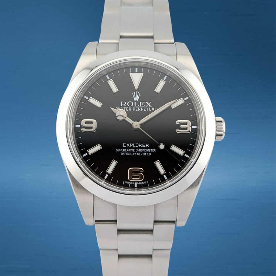 ROLEX EXPLORER 39MM STAINLESS STEEL 214270 AUTOMATIC BLACK DIAL BXP & COA