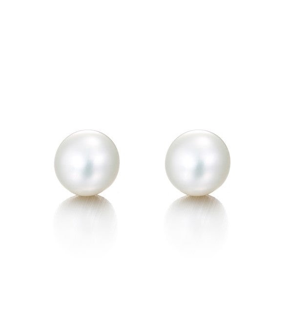 BIJ'OR - Round Pearl Stud Earrings in White - 7-8mm  RRP $49
