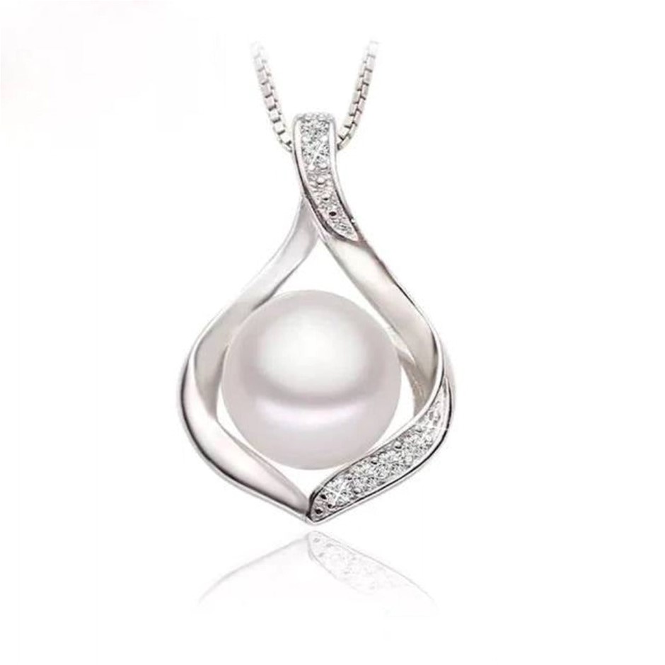 BIJ'OR - White Pearl & Simulated Diamond Teardrop Necklace RRP $59