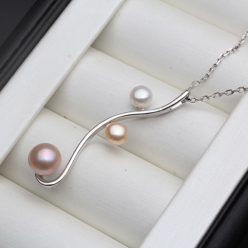 BIJ'OR - Triple Swirl White, Pink Purple Pearl Necklace RRP $59