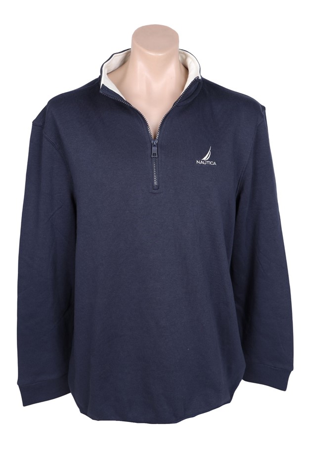 NAUTICA Men's Knit Active 1/4 Zip Pullover, Size 2XL, 55% Cotton, Navy (X1L