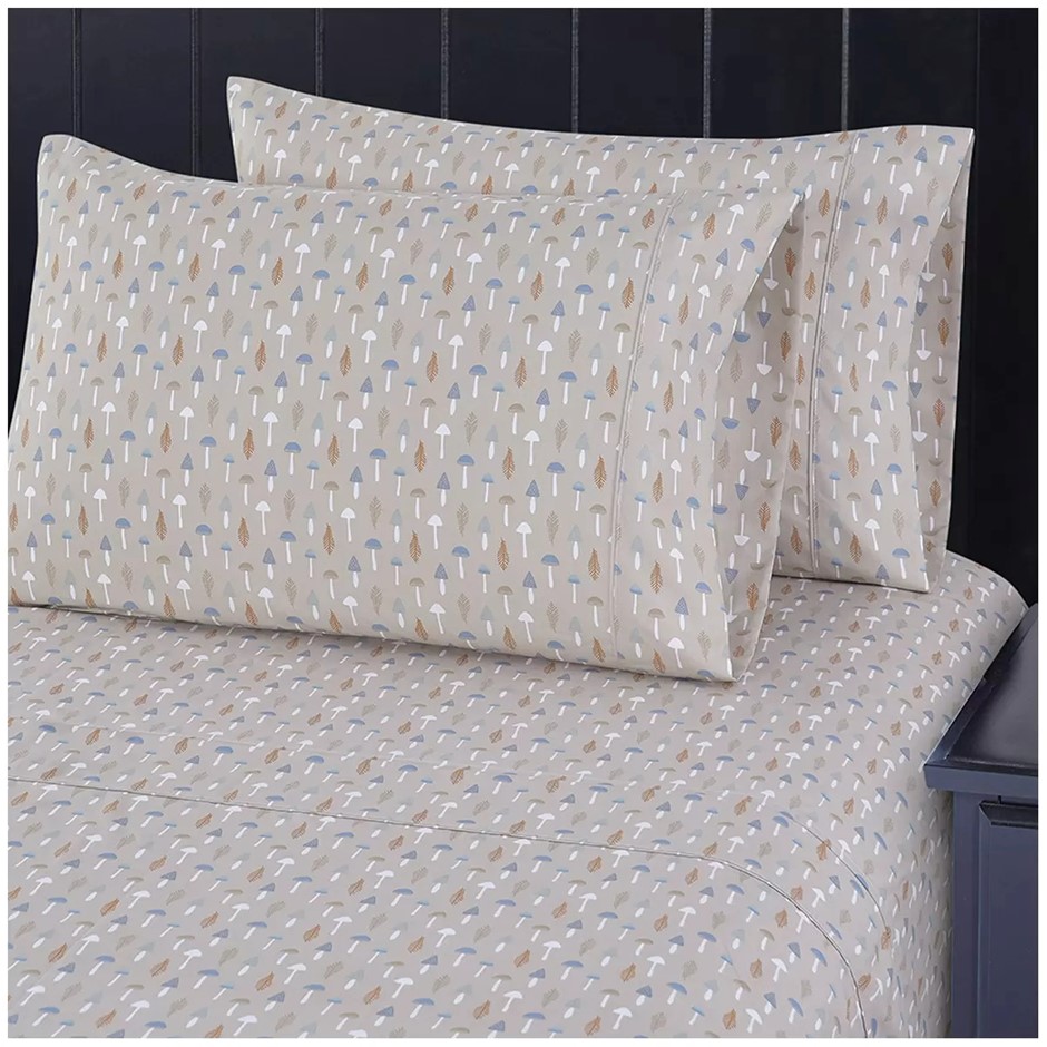 SOUTH POINT 6pc Sheet Set, King, Simple Fungi.
