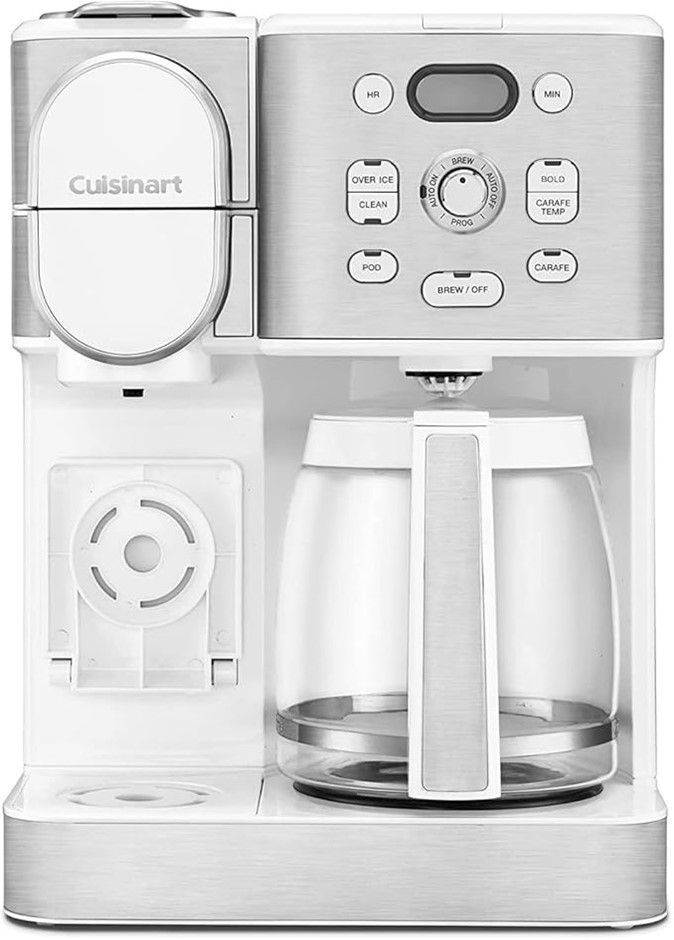 CUISINART Coffee Center Combo Brewer, White. NB: Has Been Used & Missing Ac