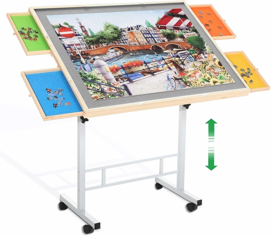 MUYXGYFE Adjustable Puzzle Table, Height & Tilt Adjustable Surface with Loc