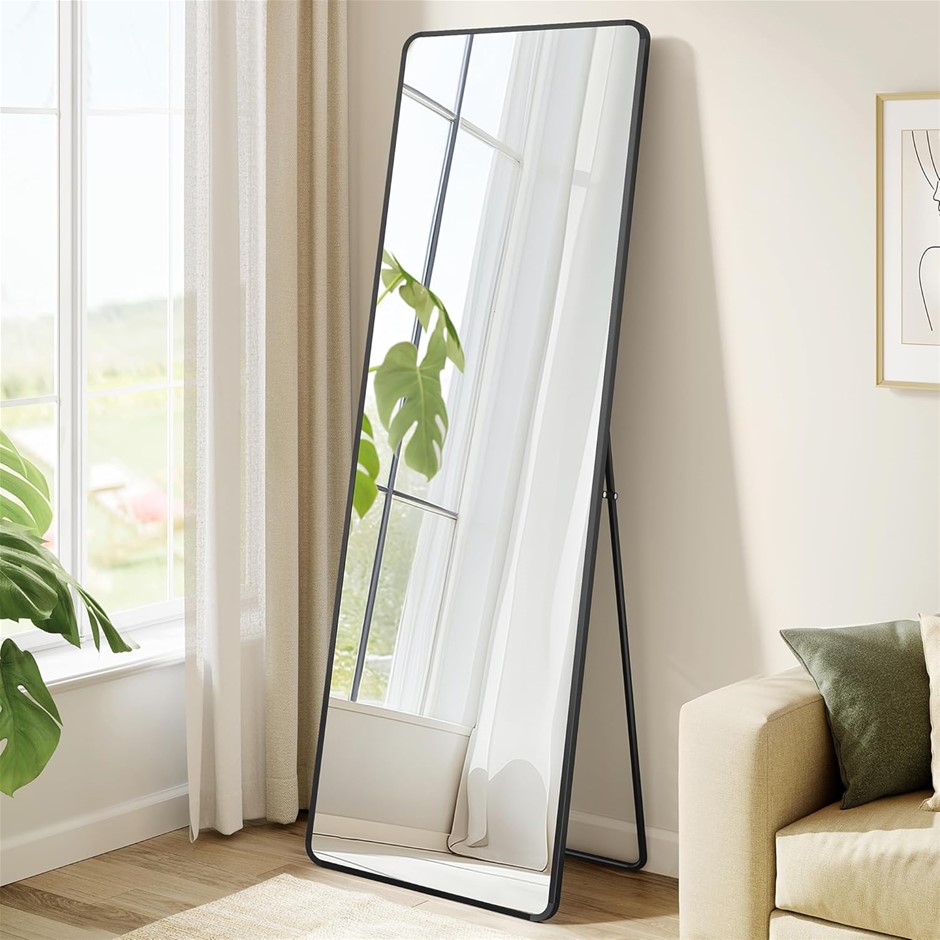 SONGMICS Rectangle Full Length Mirror with Stand, Aluminum Alloy Frame,160