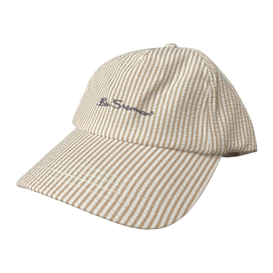 BEN SHERMAN Men's Seersucker Cap, Multicolor, One Size, Sand. RRP: $49.95.