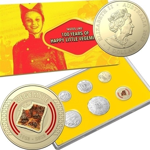 2023 Australia Vegemite Centenary UNC Coloured $1 - 6 Coin Collection Set