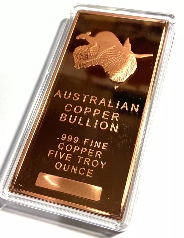 5 OZ Australian Sydney Harbor Bridge Ingot 999 Copper Bullion in Cap ACB