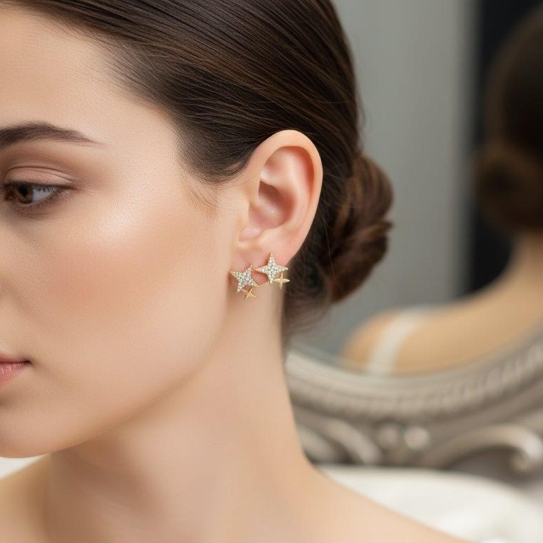 18K/Italy Gold Filled Earring -(stamped 18K/Italy)-Warranty Quality