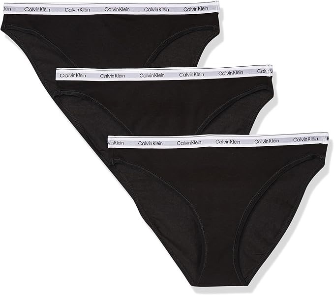 3-Pack CALVIN KLEIN Women's Icon Logo Bikini Underwear, Size S, Black (UB1)