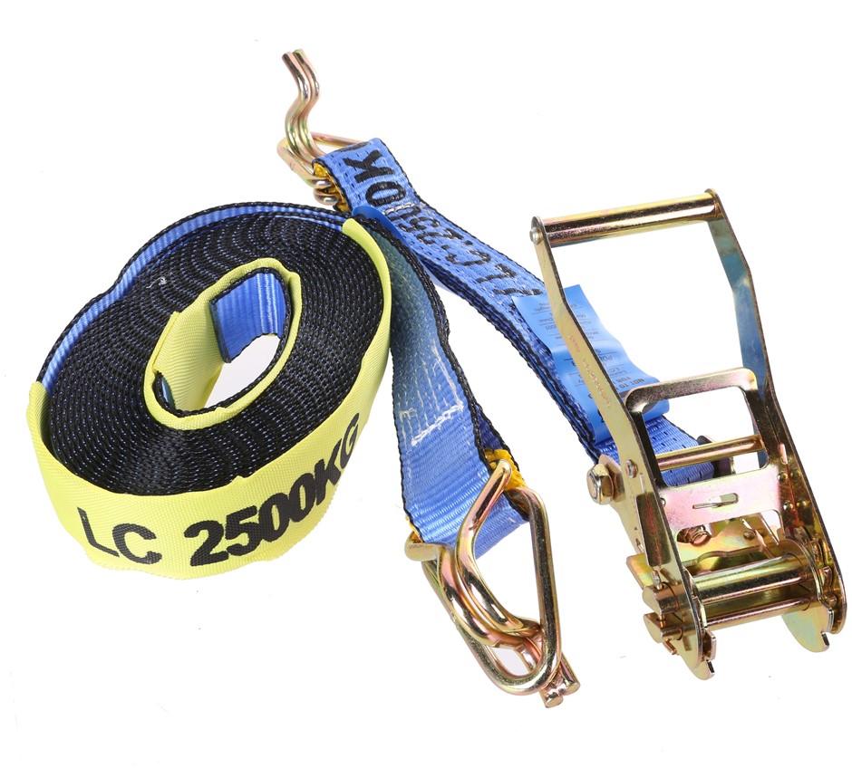 2 x Ratchet Tie Down Assemblies, 50mm x 9M, L/C 2500kg c/w Hook & Keepers w