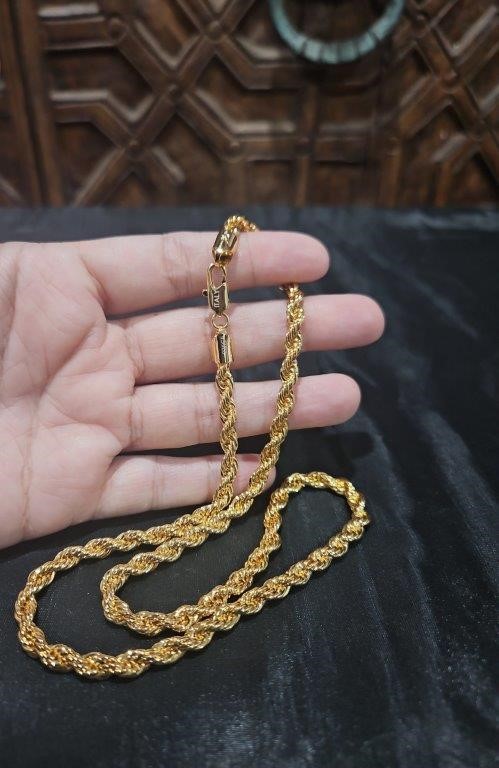 22KGold-filled Italy Stamped  Yellow Gold Filled Rope Chain-Quality