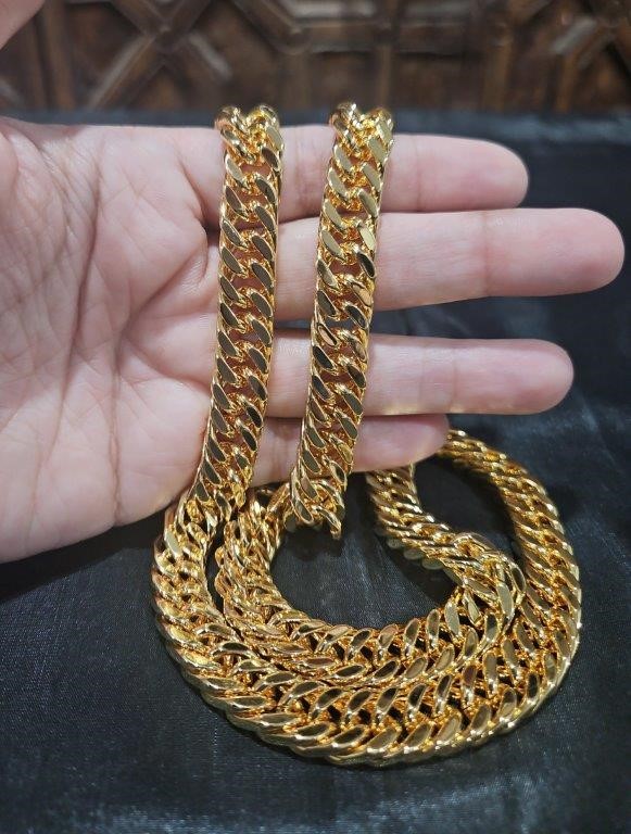 22K Italy Stamped  Yellow Gold Filled Cuban Chain-Quality Guarantee-60cm