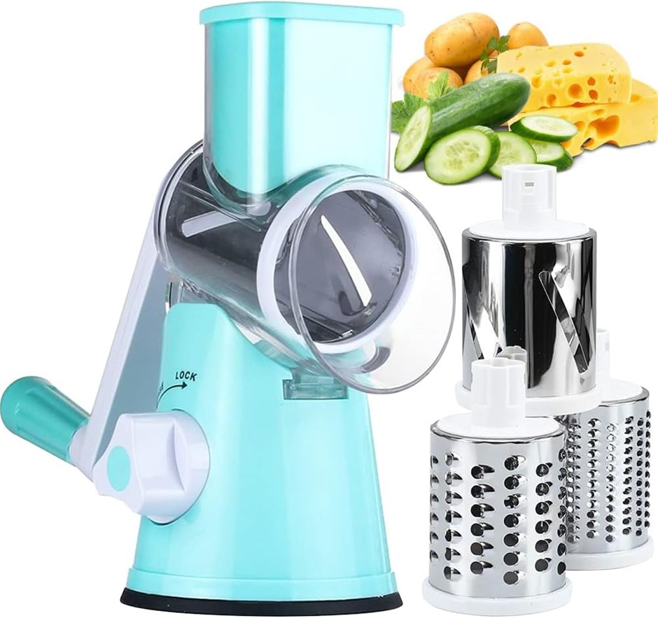 KEOUKE Rotary Cheese Grater Slicer Manual Vegetable Slicer with a Stainless
