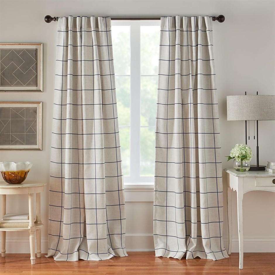 ELRENE HOME FASHIONS Brighton Windowpane Plaid Blackout Window Curtain, Liv