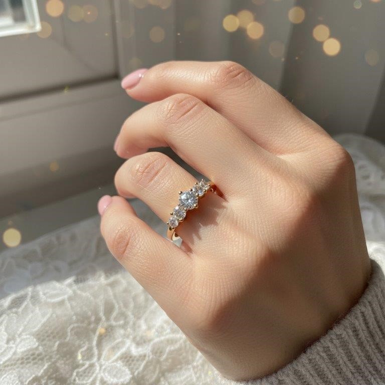 GRA Moissanite white 18k white Gold Vermeil Ring -7US