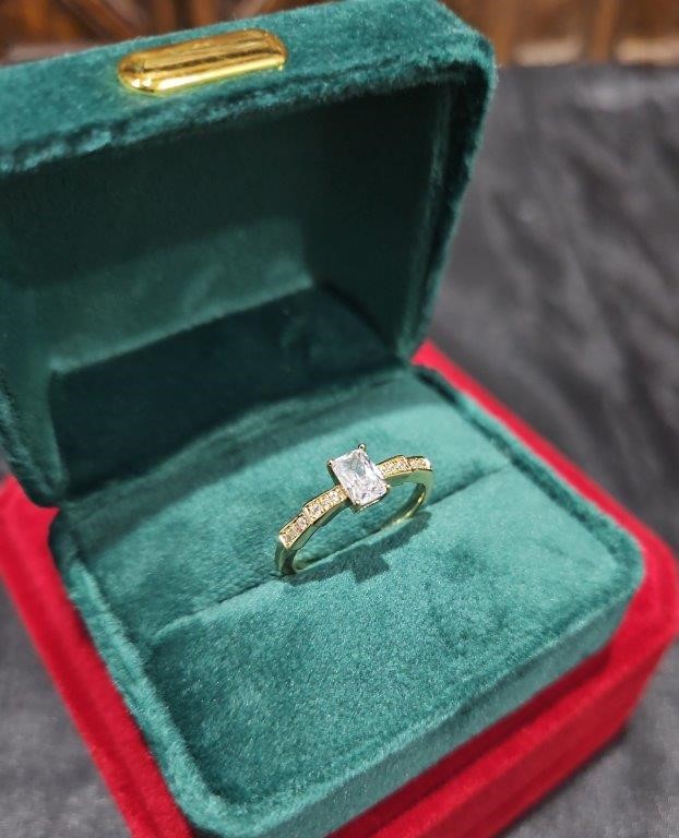 14K/Italy 0.5ct Emerald Cut Yellow Gold Filled Ring Warranty Quality-8US