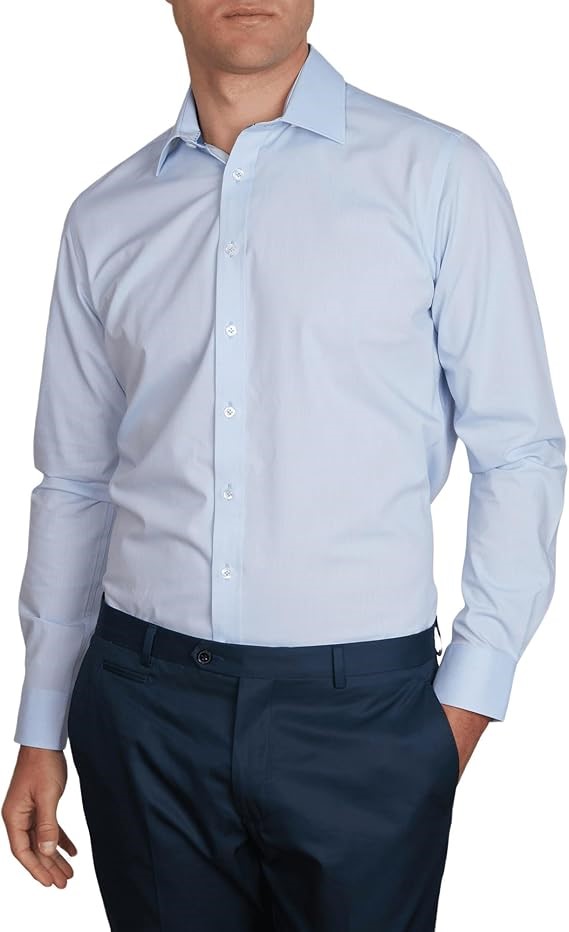 ABELARD Men's 4-Way Stretch Poplin Slim Shirt, Size L, Sky, A222542178. RRP