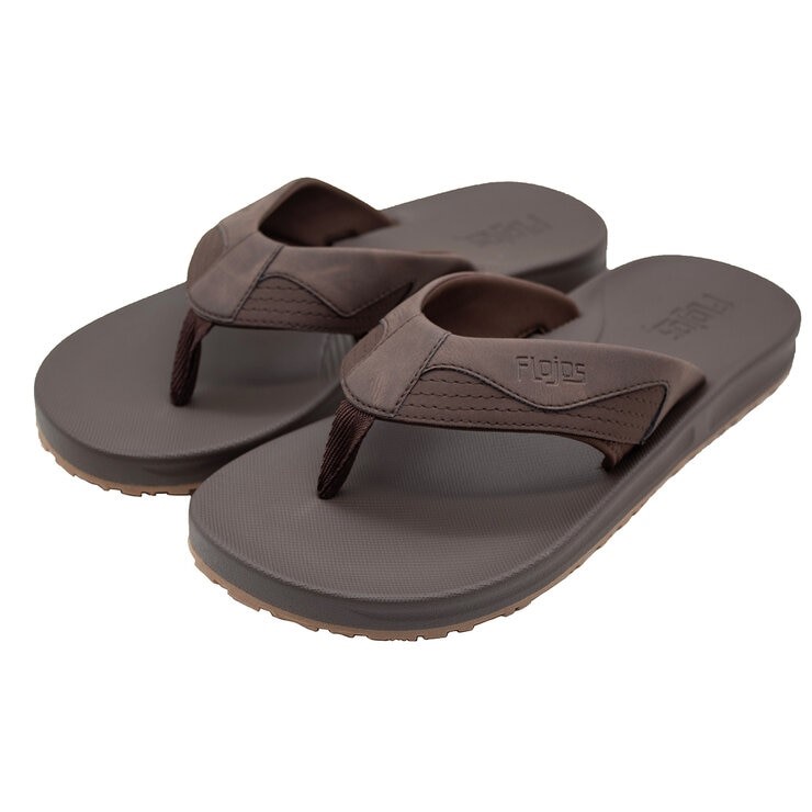 FLOJOS Men's Jorge 2.0 Flip Flops, Size 10, MemoryFoam, Brown. Buyers Note