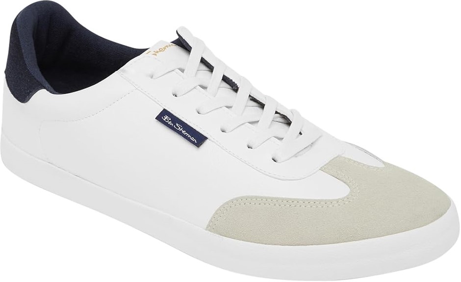 BEN SHERMAN Men's Fenton Trainer Shoes, US8/UK7/EU41, White Navy, BS22706.