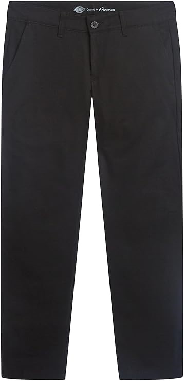 DICKIES Women's Straight Flex Twill Pant, Size 12 Reg (AU16), Rinsed Black,