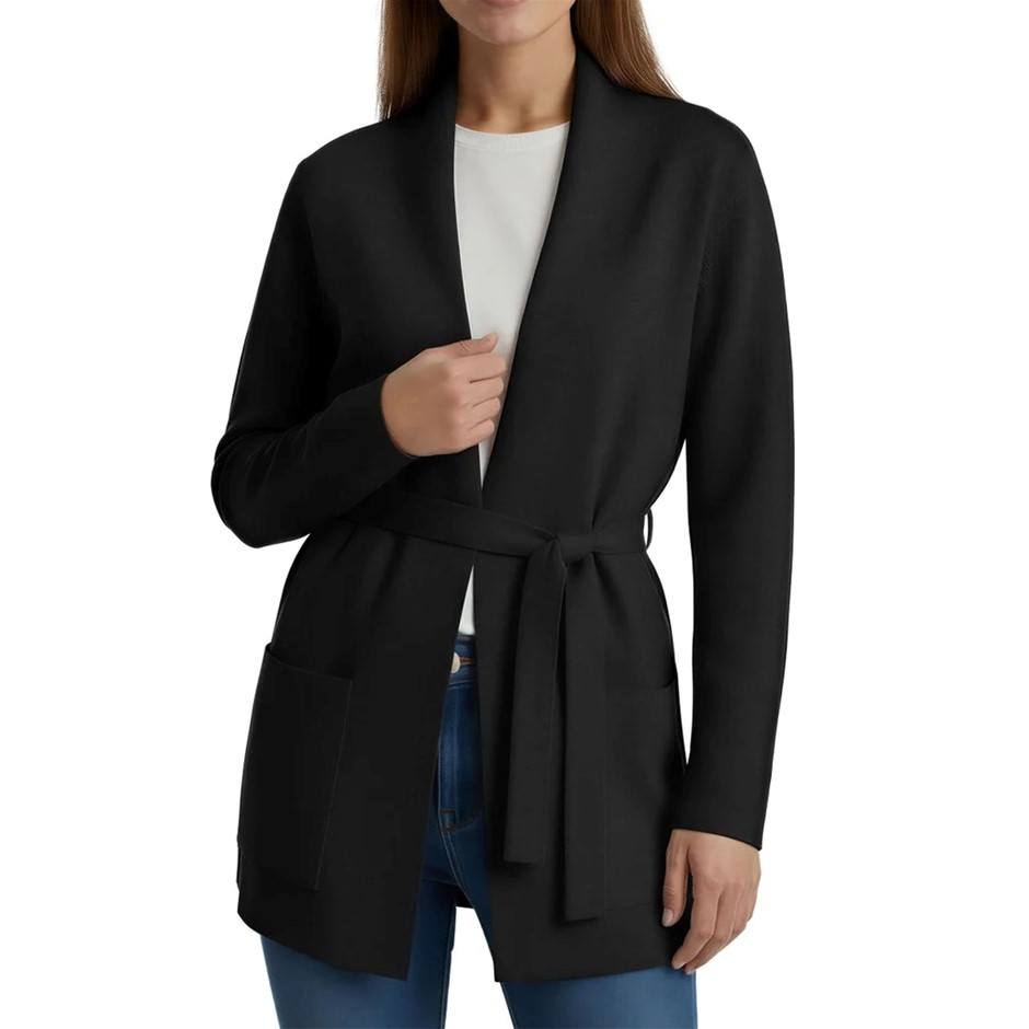 COMO VINTAGE Women's Belted Cardigan, Size M, Black. Buyers Note - Discoun