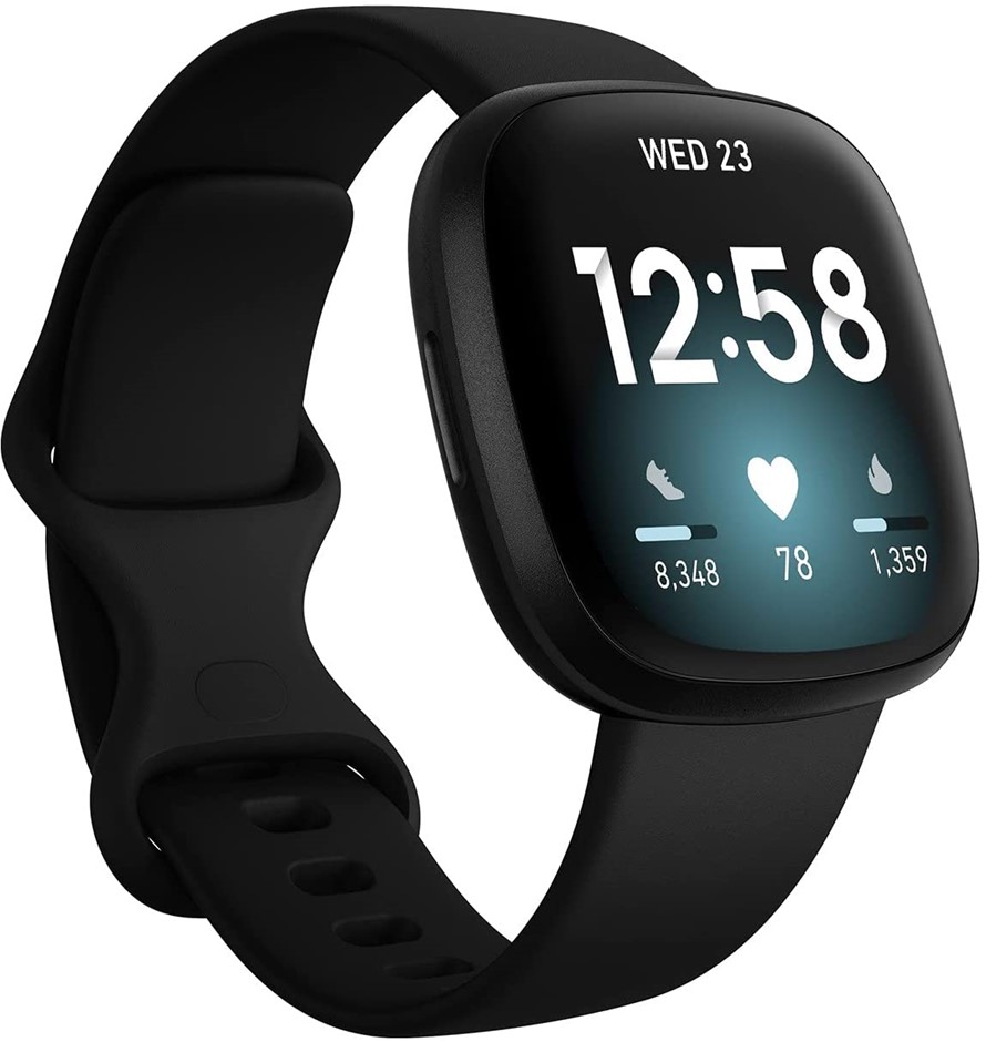 FITBIT Versa 3 Advanced Fitness Watch with GPS and Voice Control, Black. NB