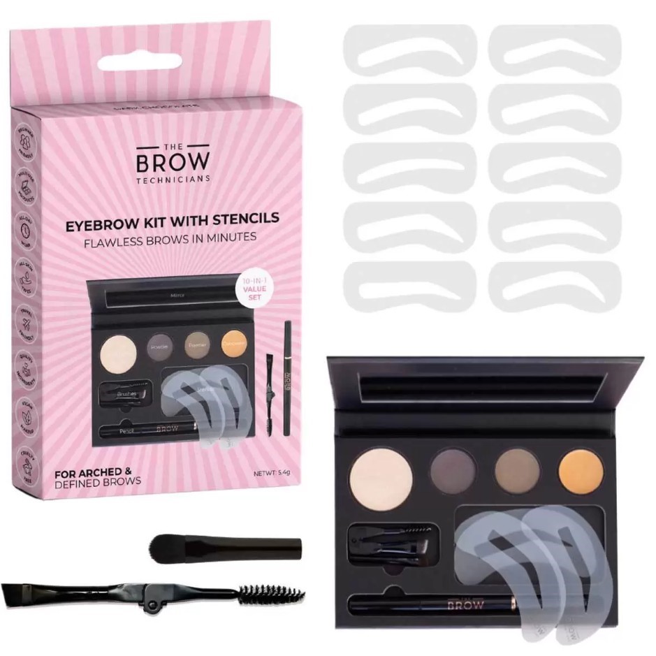 2 x BROW TECHNICIANS Eyebrow Kit w/ Stencils All In One Eyebrow Makeup Kit,