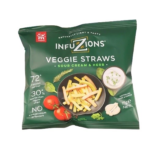 80 x Assorted Single Serve Snack Packs, Incl: 40 x INFUZIONS Veggie Straws,