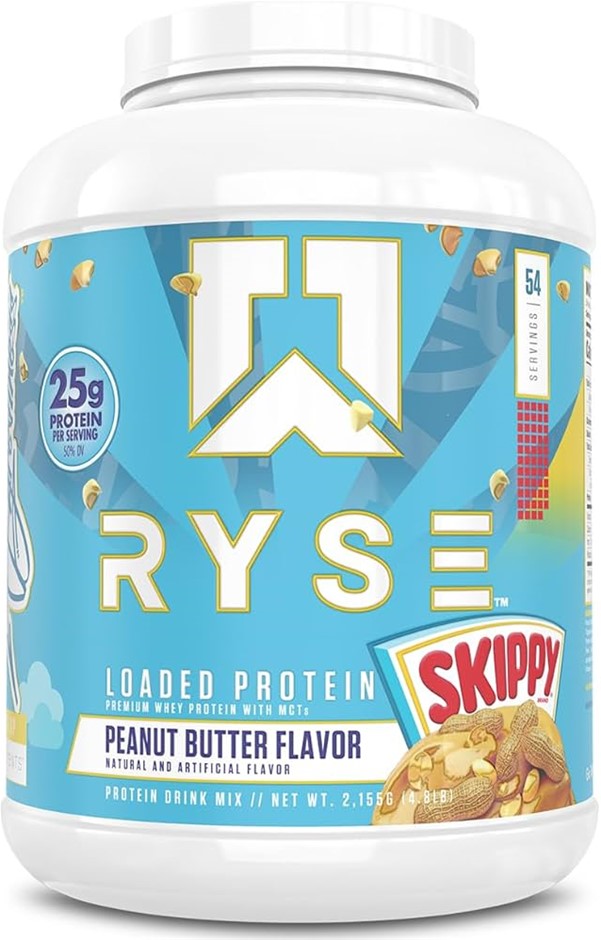 RYSE Loaded Protein Powder, 54 Servings (2.155kg), Peanut Butter Flavour. E