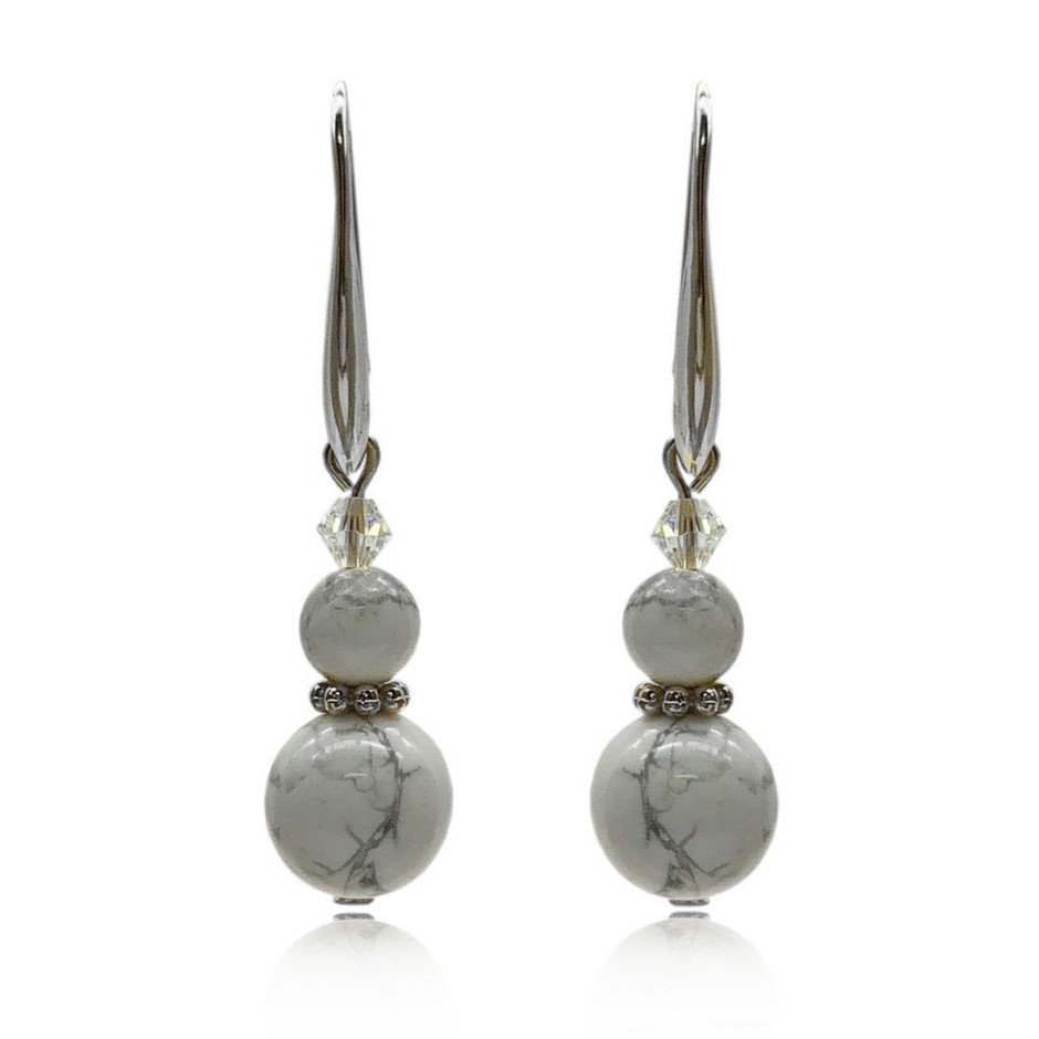 Howlite & Swarovski® Crystal Real Platinum Plated Earrings