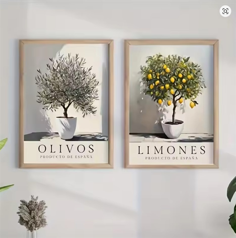 TWO PIECE Mediterranian Style "Olive Tree" CANVAS Prints