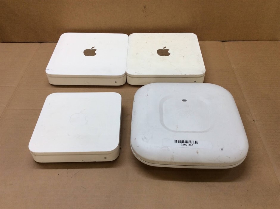 Apple Mac Mini Desktop + Apple AirPort Wireless Router (Lot of 4)