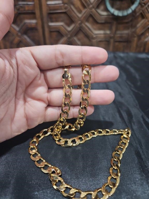 18k Italy Stamped Yellow Gold Filled Cuban Chain-Quality Guarantee-60cm-8mm
