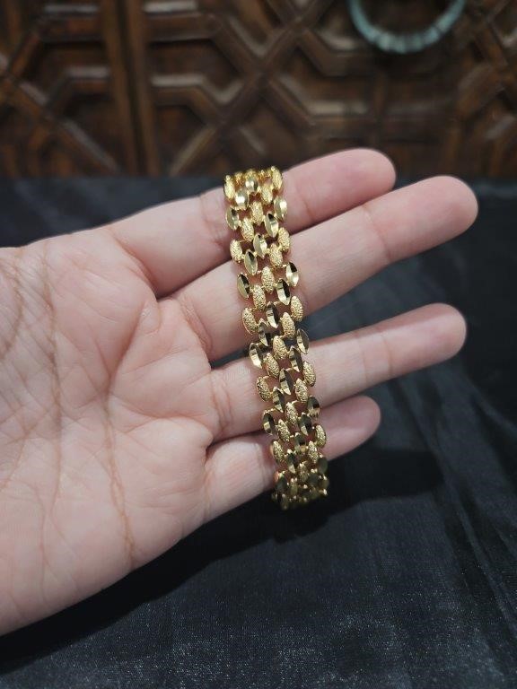 18k Stamped Yellow Gold Filled Bracelet-Quality Guarantee-18.5cm-14mm