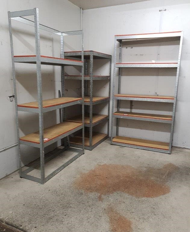3 Metal Framed Shelving With Wooden Rack Base