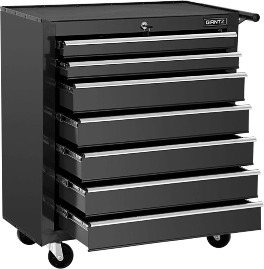 GIANTZ 7 Drawers Large Tool Chest Trolley, Lockable Toolbox Tools Storage B
