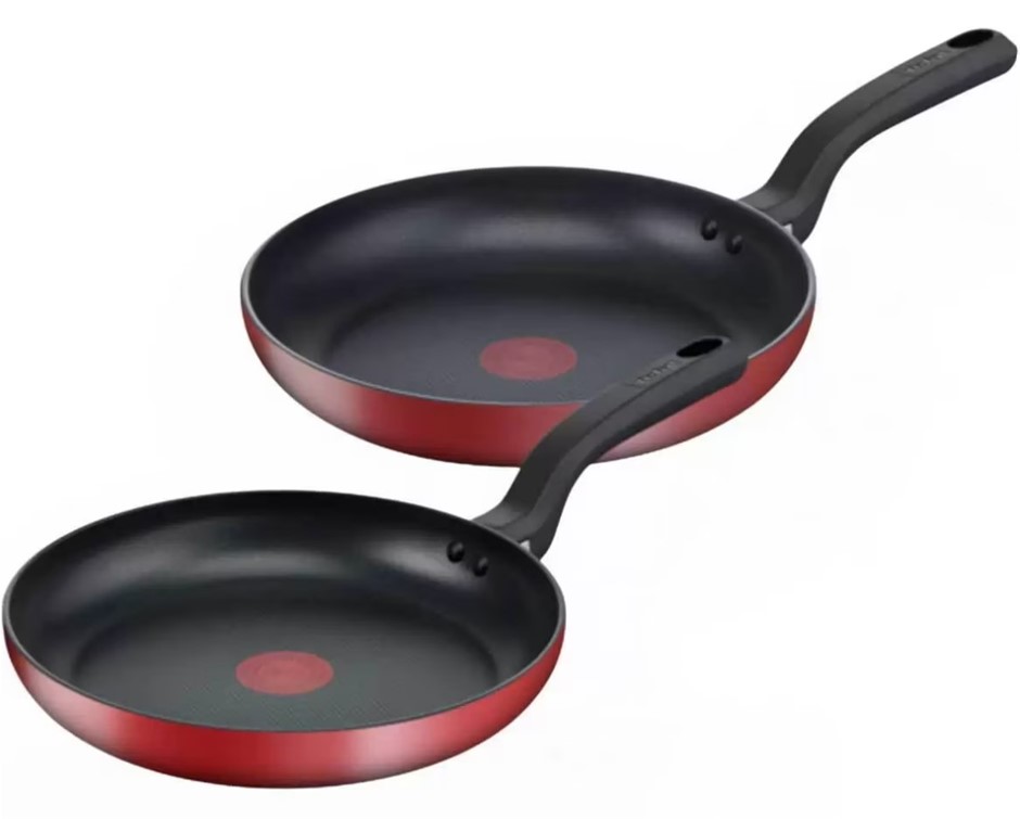 TEFAL 2pc Red Delight Frypan Set, 24cm & 28cm. NB: Damaged packaging