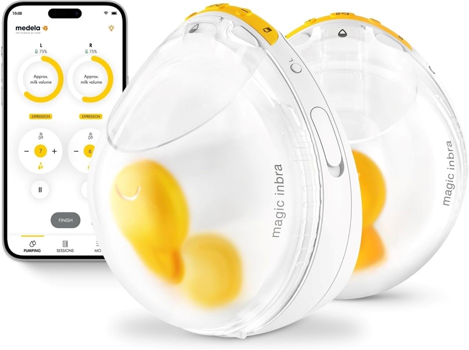 MEDELA Magic InBra Hands-Free Wearable Double Breast Pump. Smart App Connec