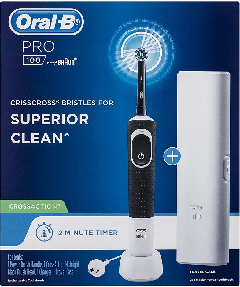 ORAL-B Pro 100 CrossAction Electric Toothbrush, Colour: Black. NB: Minor Us