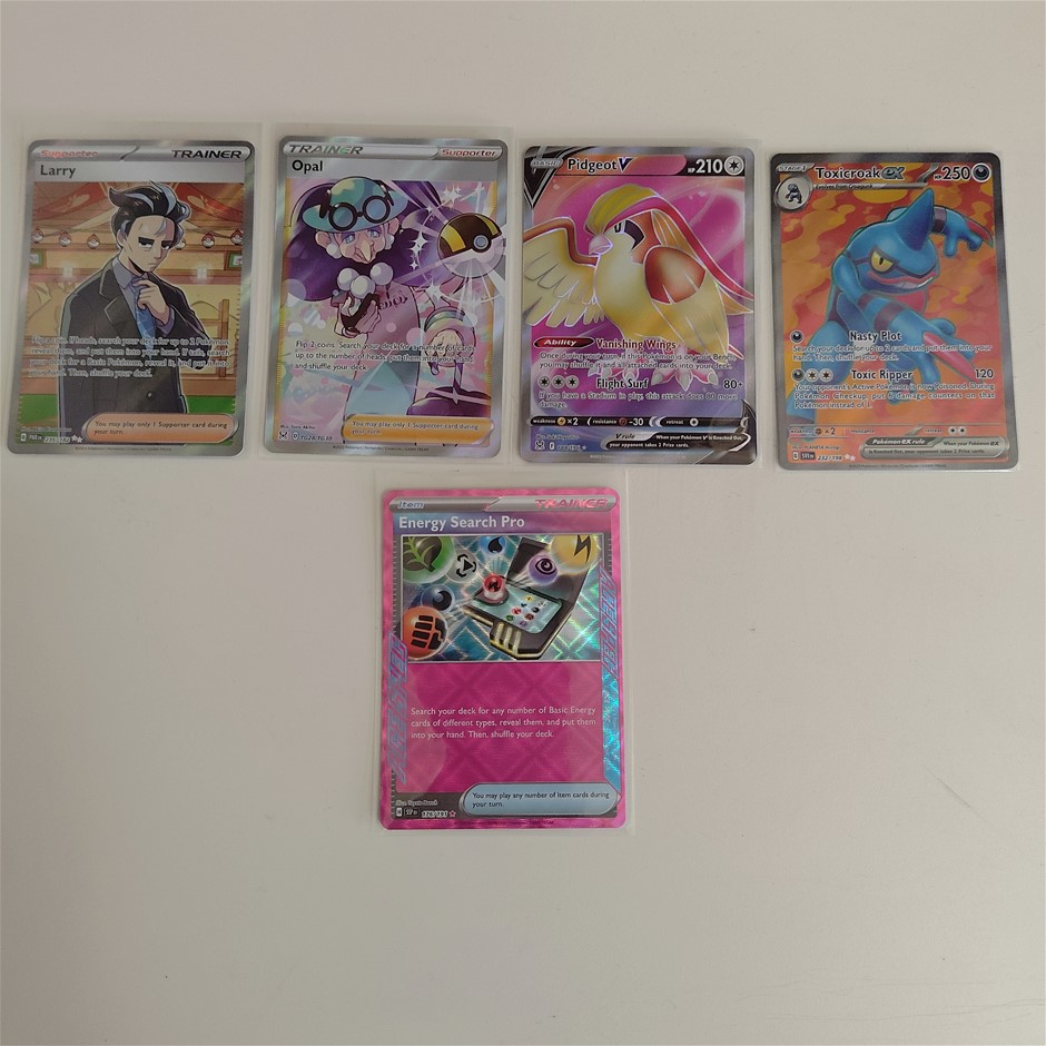 4 Full Art Rare and 1 Acespec Rare Genuine Pokemon Card Bundle