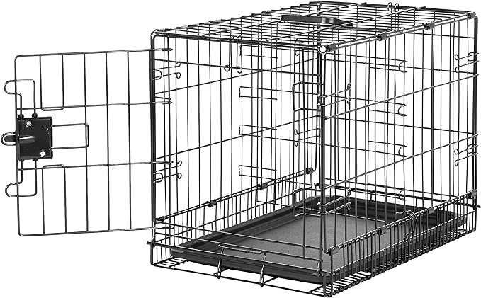 AMAZON BASICS Foldable Metal Wire Dog Crate with Tray, Single Door, 55cm Le