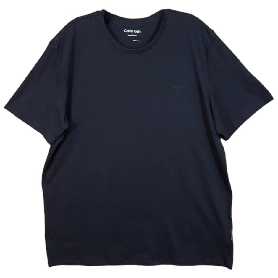 CALVIN KLEIN Men's Liquid Script Tee, Size 2XL, 100% Cotton, Navy/DarkSapph